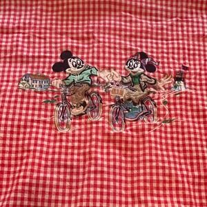 Vintage Donaldson Walt Disney Mickey Minnie Mouse Gingham Check‎ Button Up Shirt